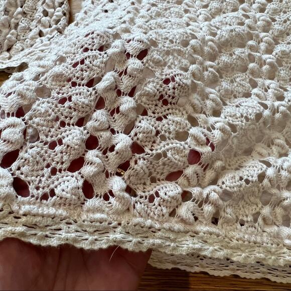 Free People Crochet Bell Sleeve Mini Dress in Cream - Picture 6 of 11